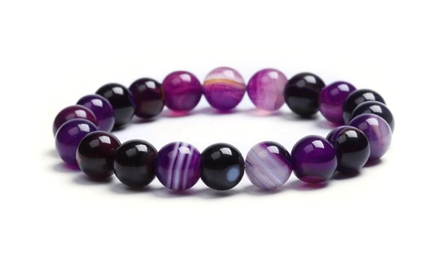 Image 6:  One or Two Violet Agate Stone Bracelets