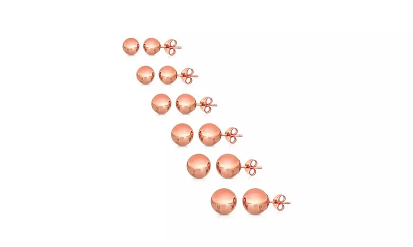 14K Rose Gold Ball Stud Earrings