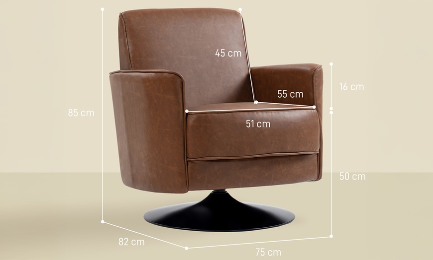 Image 8: HOMCOM Upholstered PU Leather Armchair for Living Room