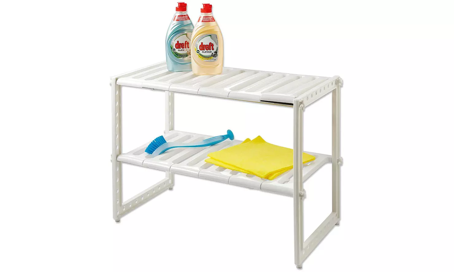 1 ou 2 organiseurs sous évier, extensibles et réglables, avec 2 étagères - Primary Image