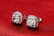 Sterling Silver Cubic Zirconia Cushion Cut Halo Studs - Second Medium