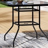 Image 10: Black Tempered Glass Coffee Table with Umbrella Hole 