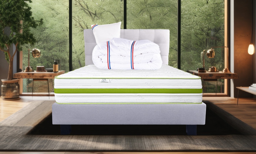 Image 11: Matelas 24/30 cm avec sommier, tête de lit et couette Luxury Literie