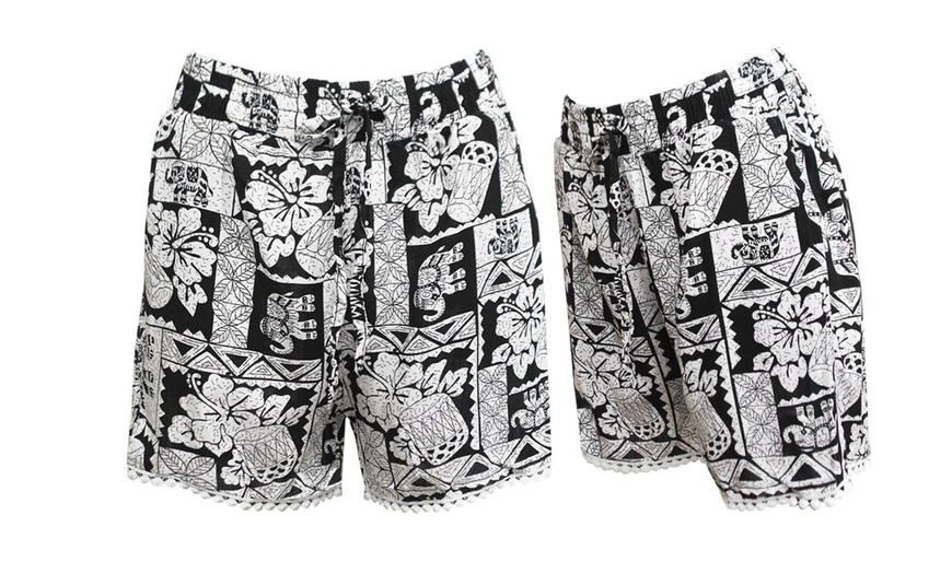 Image 12: Printed Pom-Pom Hem Cotton Shorts