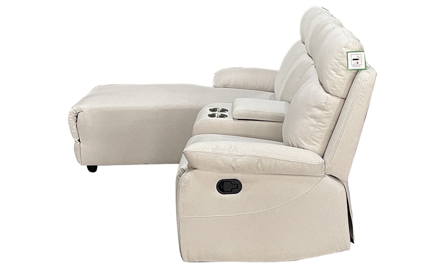 Image 23: Sorento Three Seater Fabric Corner Reclining Sofa 