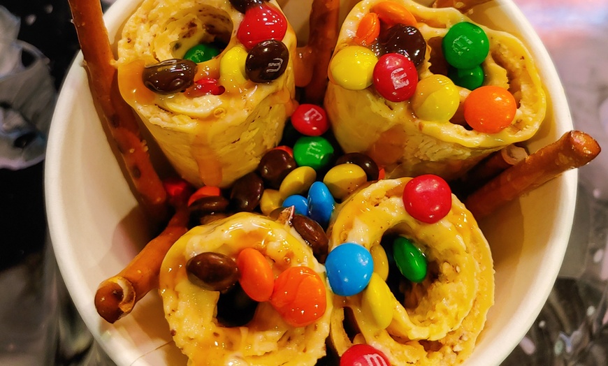 Image 4: Personalized Rolled Ice Cream: Custom Creation with up to 8 Toppings
