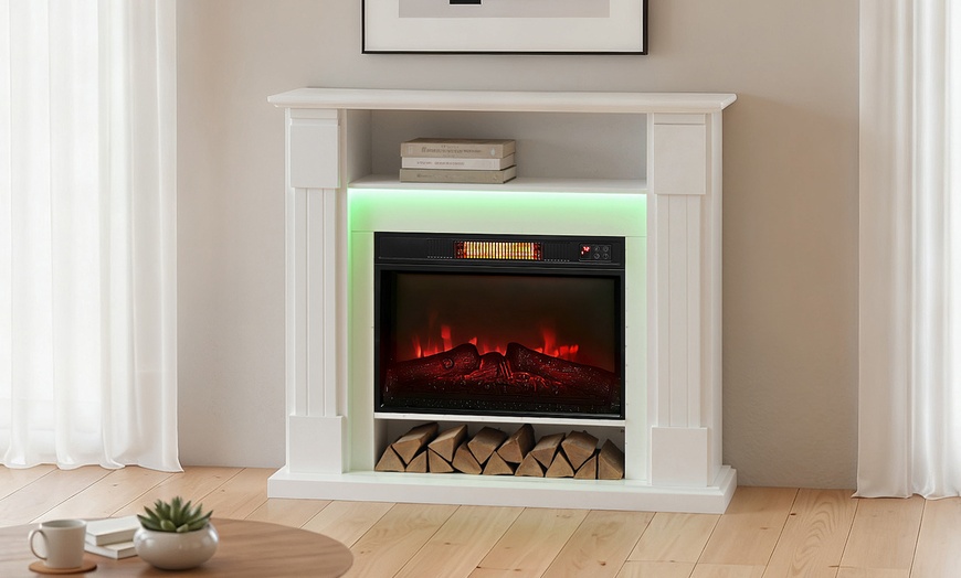 Image 4: HomCom 1800W Inset Electric Fireplace with RGB LED Lights