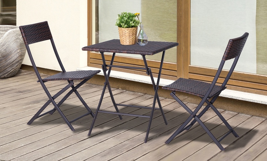 Image 11: Outsunny Rattan-Effect Bistro Set