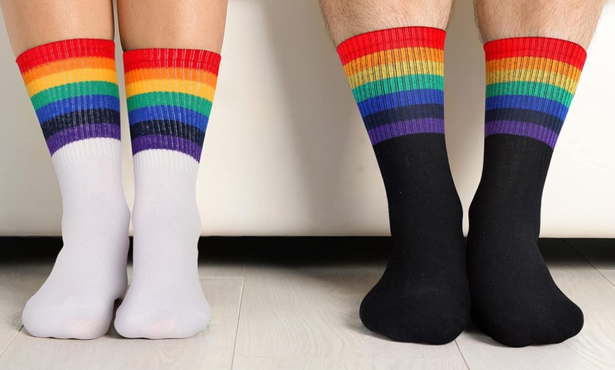 Image 2: 1x, 6x oder 12x Crew-Socken mit Regenbogenmuster