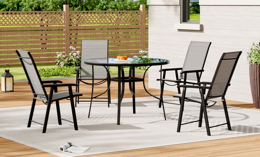 Image 1: Garden Rippled Tempered Glass Table Set