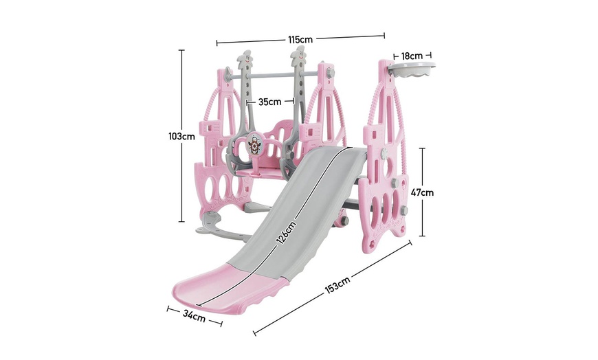 Image 6: 4-in-1 Toddler Playset with Slide, Swing, Climber and Basketball Hoop