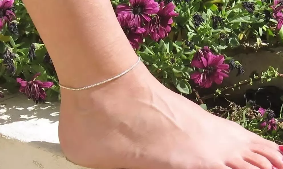 Italian Made Sterling Silver 9 or 10 Inch Popcorn Anklet - Primary Image