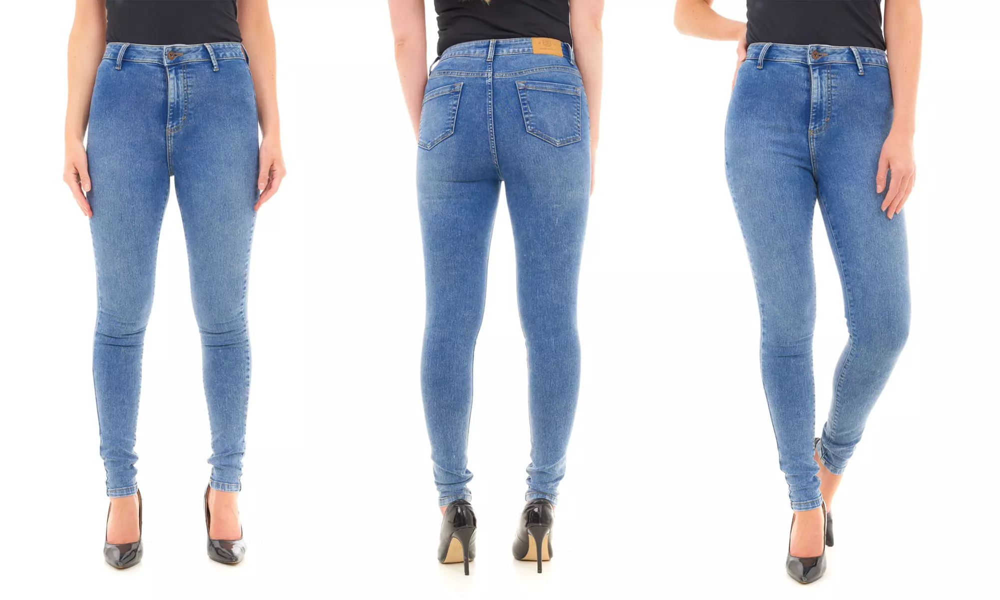 High-Waisted Skinny Fit Denim Jeans