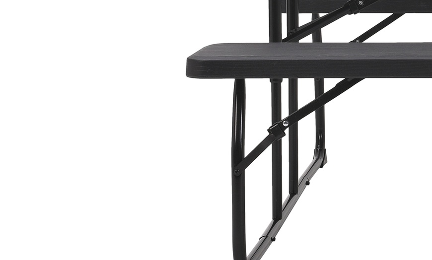 Image 5: Foldable Black Picnic Table and Bench Set