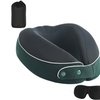 Image 3: Memory Foam Travel Neck Pillow Set, Includes Mask and Earplugs