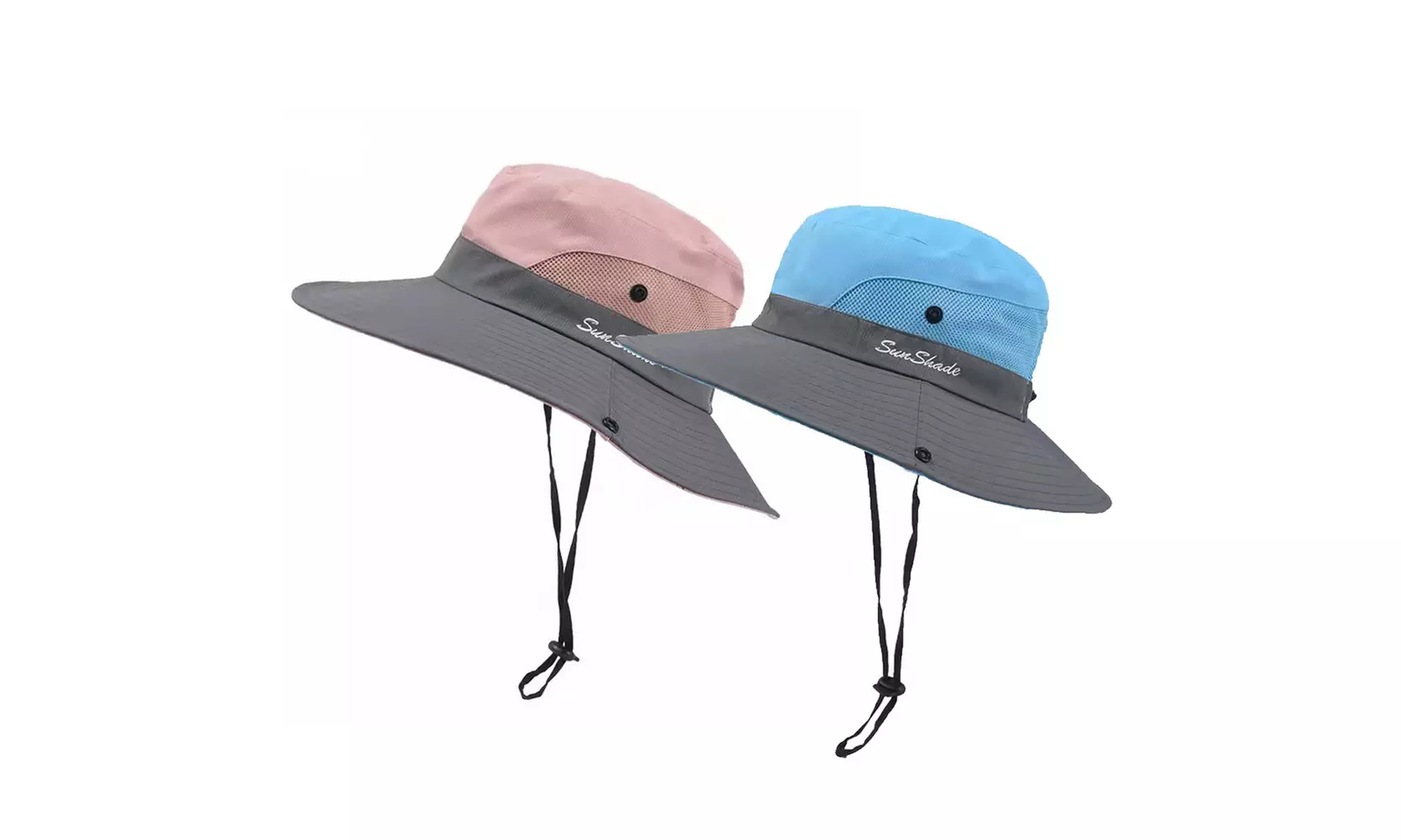 Womens UV Protection Hat Foldable Wide Brim Ponytail Sun Hats