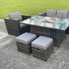 Image 2: 7-Seater Rattan Effect Garden Lounge Set with Gas Fire Pit Table
