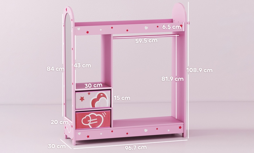 Image 6: Kids Clothes Rail with Mirror for Bedroom