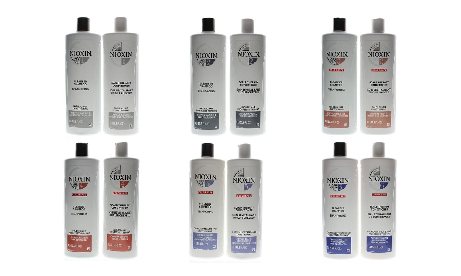 Nioxin System 1, 2, 3, 4, 5, or 6. Shampoo and Conditioner Liter Duo 