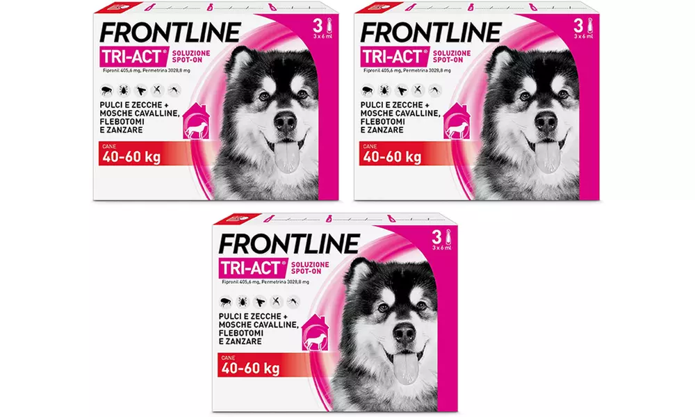 Fino a 12 pipette Frontline Tri-Act® Spot-on per cani