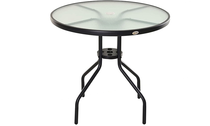 Image 3: Outsunny Outdoor Glass Top Table