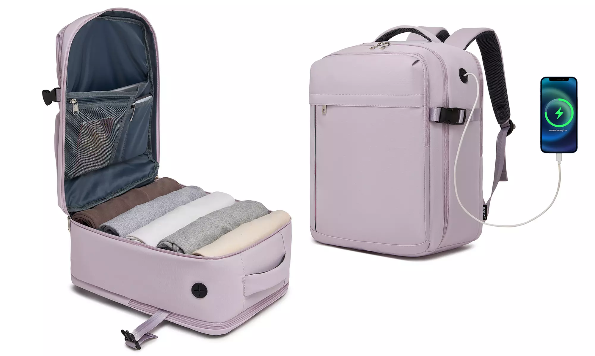 Mochila de viaje de 21 litros con múltiples compartimentos