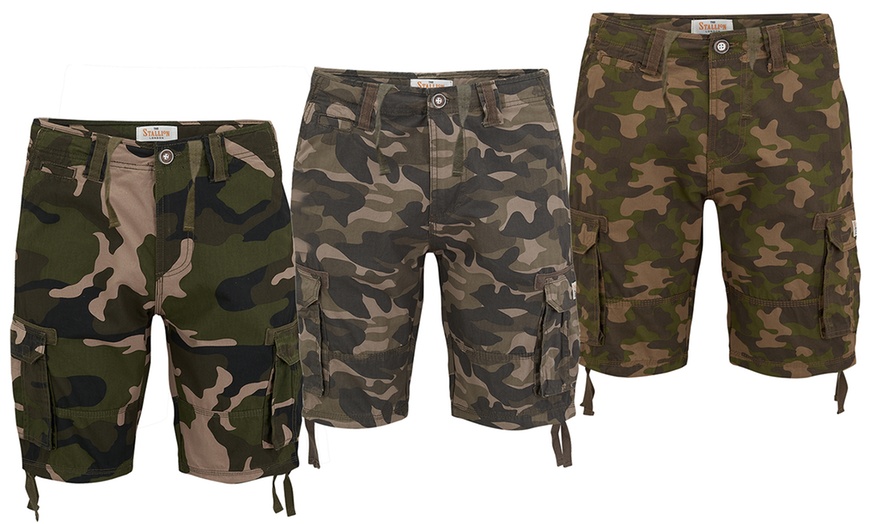 Image 1: Stallion camouflage cargo shorts