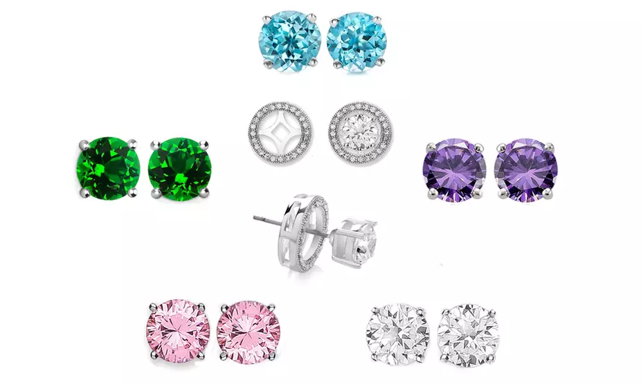 Set of 5 Interchangeable Crystal Halo Earring Made with Crystals From Swarovski