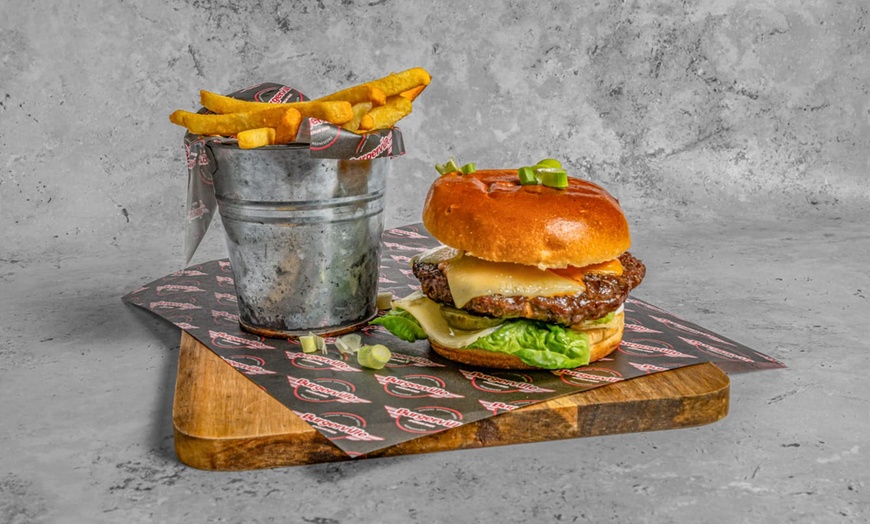 Image 6: All-American Feast! Any Burgers, Side, Dessert, Shake or Soft Drink!