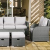 Image 1: Outsunny Seven-Seater Rattan-Effect Recliner Furniture Set