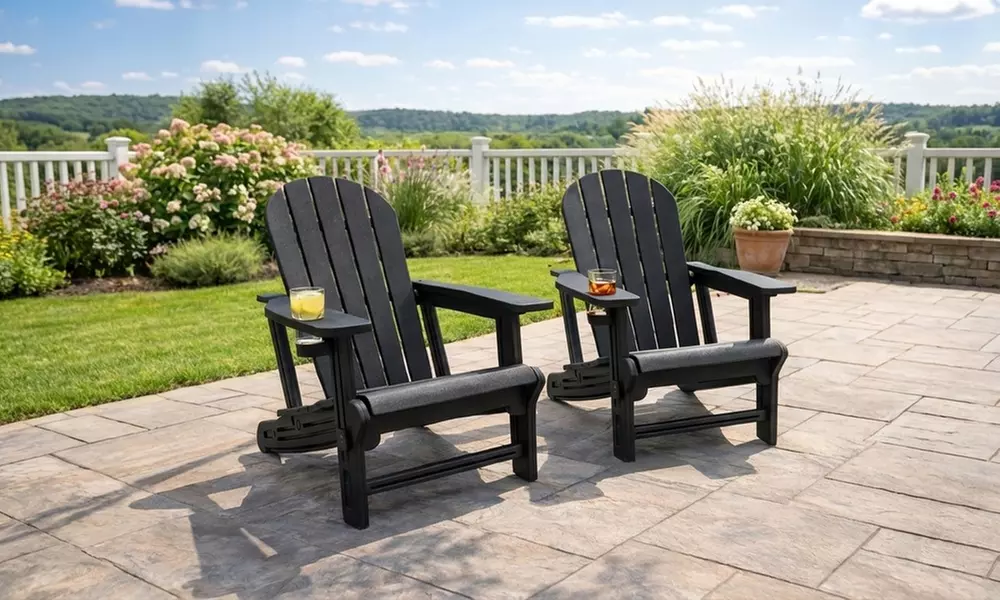 One or Two Adirondack Garden Lounge Chairs with Drinks Holder