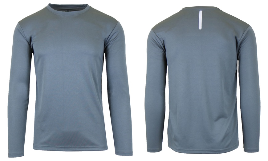 Image 4: Men's Long Sleeve Moisture Wicking Crew Neck Tagless Performance Tee