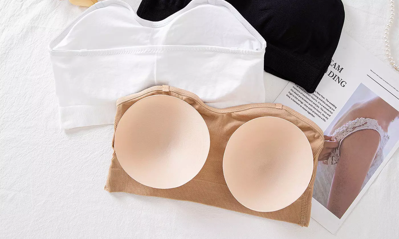 Women Strapless Bralette Seamless Bandeau Padded Tube Top Bra
