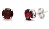 18k White Gold Plated 1 Cttw Round Garnet Stud Earrings.