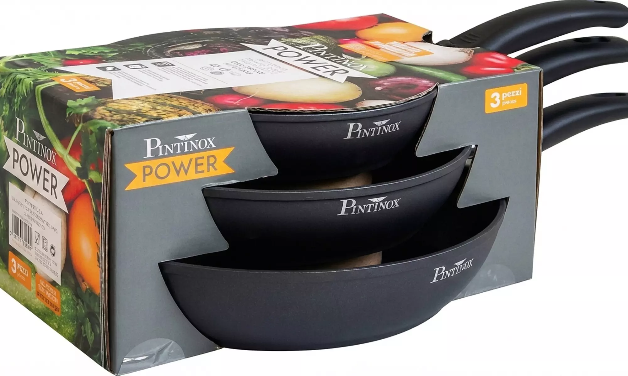 Tris di padelle in alluminio forgiato Pintinox