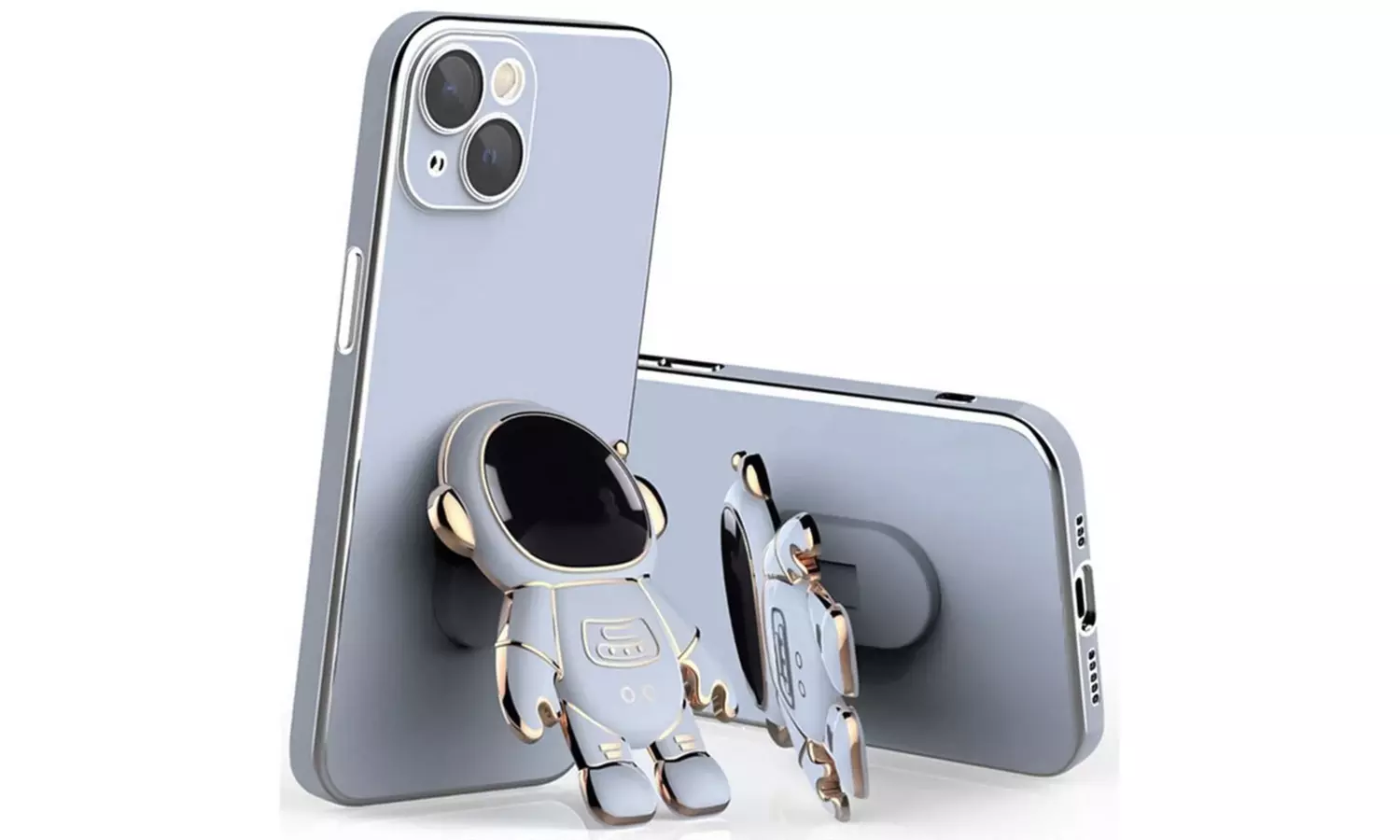 Astronaut Stand Phone Case Plating Silicone Cover For iPhone 12 Pro MAX 11 XS