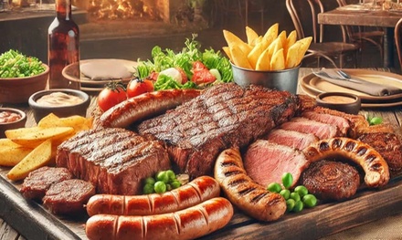 Para 2 personas: menú de parrillada con 2 entrantes, 1 parrillada de 1 kg a compartir, 2 postres y 2 copas de vino - El Guachinyero Restaurante