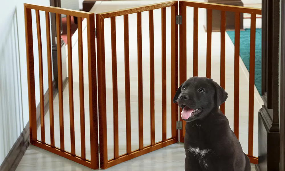 Freestanding Wooden Pet Gate - Primary Image