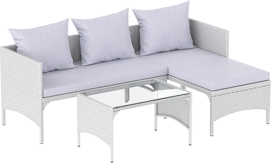 Image 3: Three Piece Outdoor Furniture Set With Table 