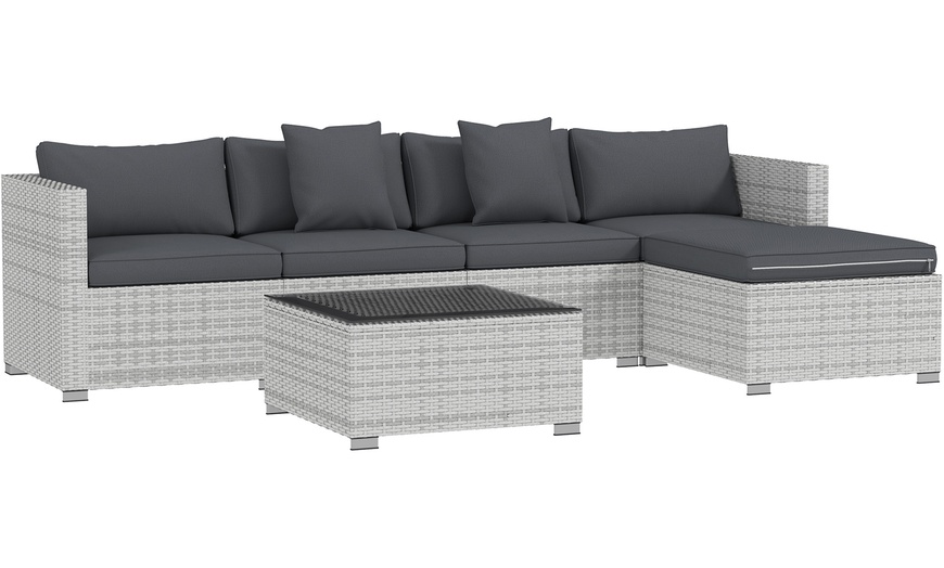 Image 3: Outsunny Rattan-Effect Sofa Set, with a Coffee Table