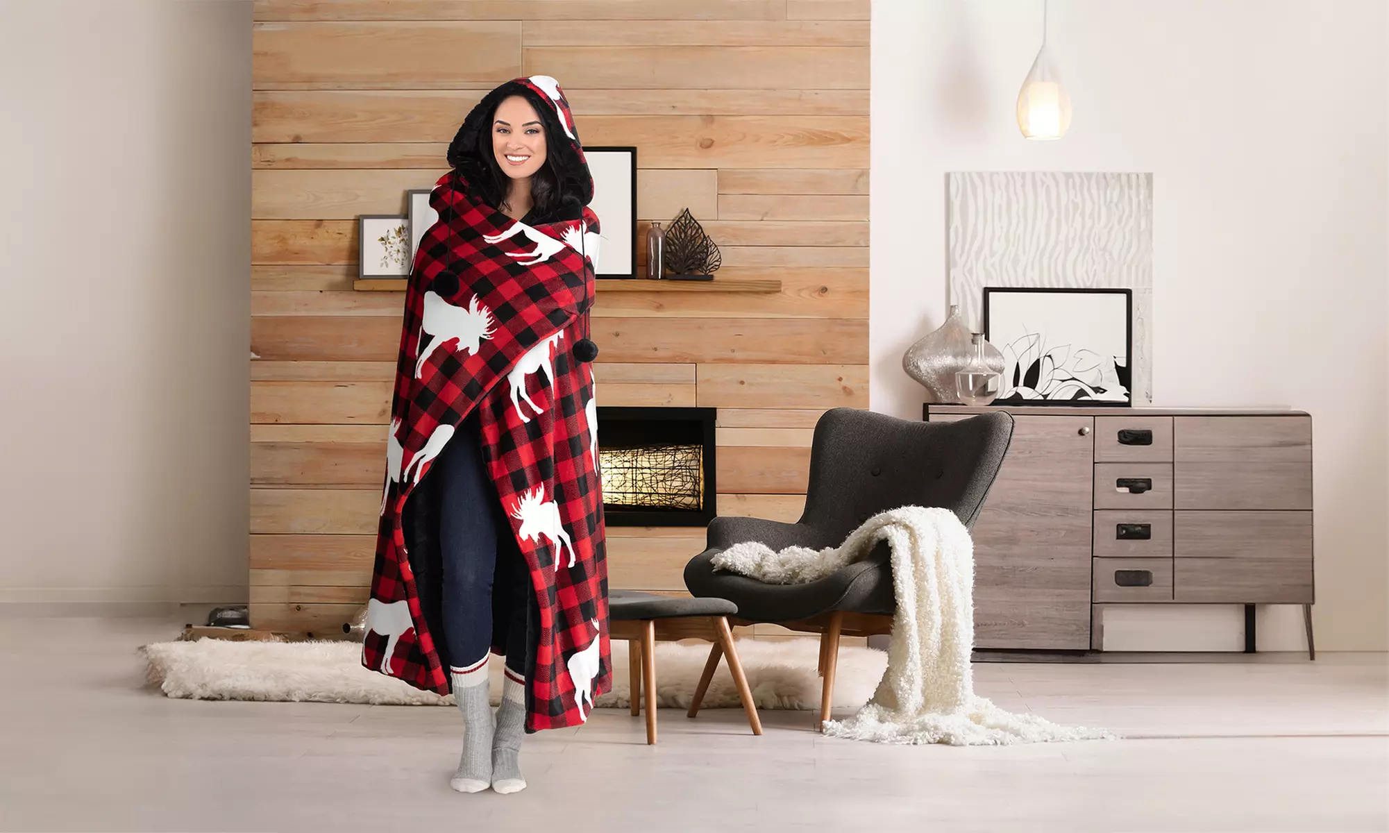 Luxury Super Soft Hoodie Sherpa-Lined Throw Blanket