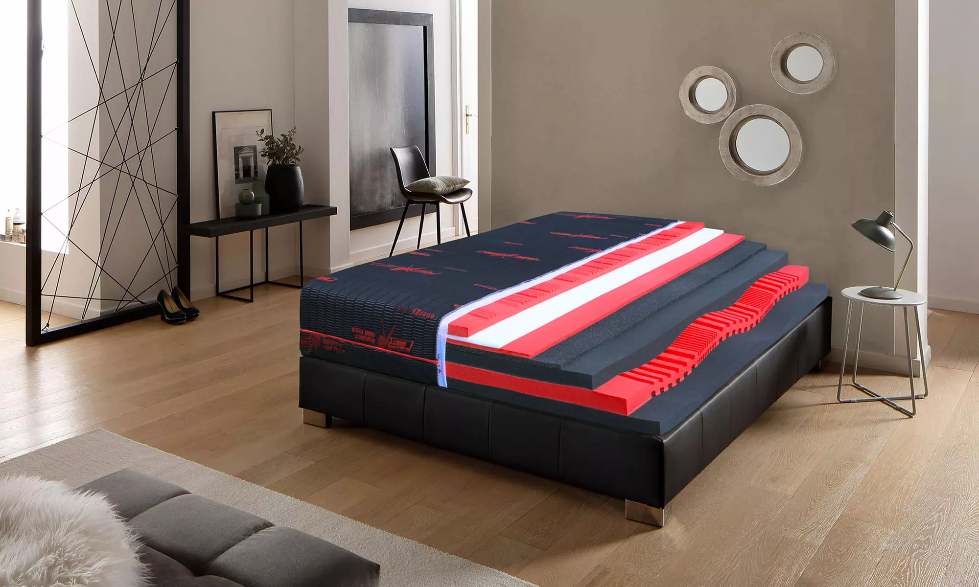 Matelas Sport Sensation, mémoire de forme découpée au laser, déhoussable, 24 cm, Sampur, livraison offerte - Primary Image
