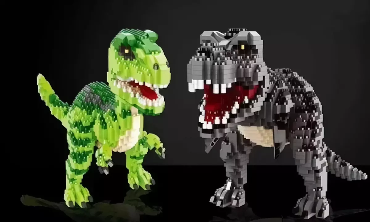 DIY-Bausatz Velociraptor oder Tyrannosaurus Rex aus Mikro-Bausteinen