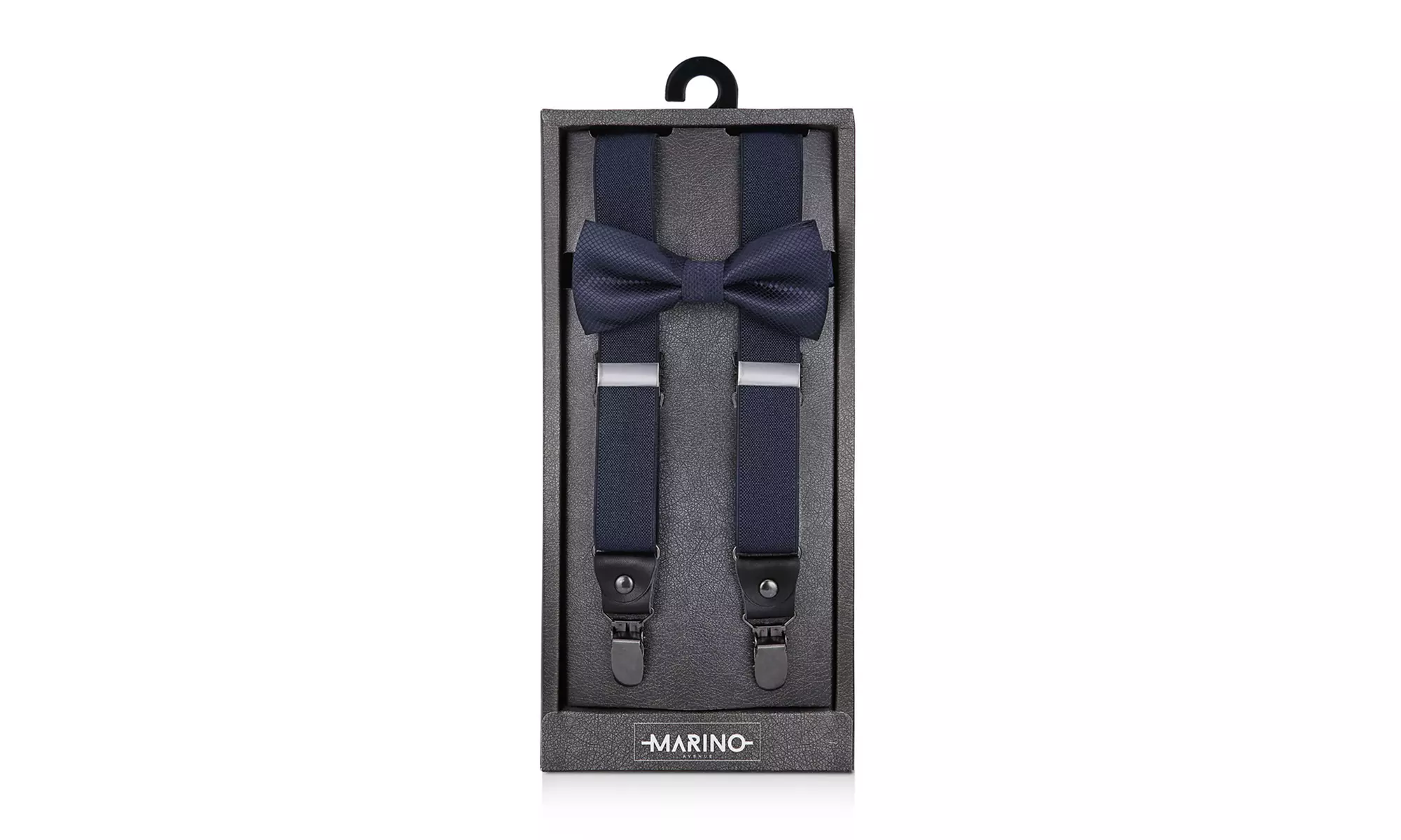 Men's Textured Strap 1" Wide Suspender Bow Tie