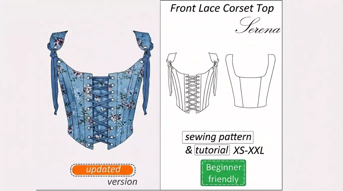 Unlock Your Style: BAILshop's Updated Lace Front Corset Sewing Pattern PDF (XS-XXL) (Up to 50% Off) - Primary Image