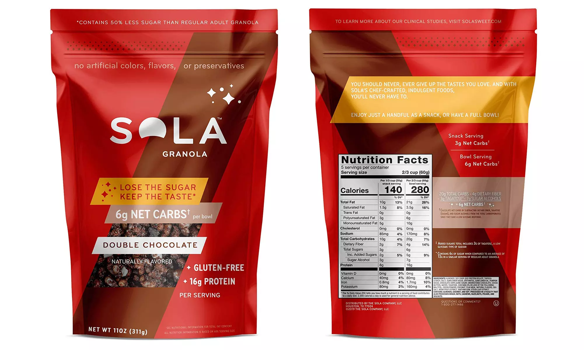 Sola Gluten-Free, Low-Sugar, Keto, and High-Protein Granola Variety Pack (11 Oz., 3-Pack) - Second Medium