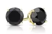 Paris Jewelry 14K Yellow/White Solid Gold Black Round Diamond 4mm Stud Earrings - Second Medium