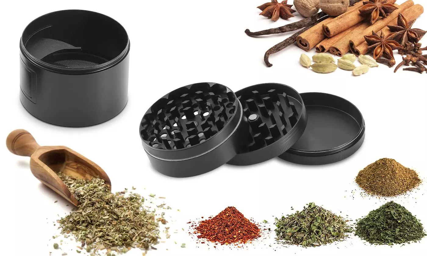 iMounTEK 4-Piece Herb Spice Tobacco Grinder with Window & Scraper
