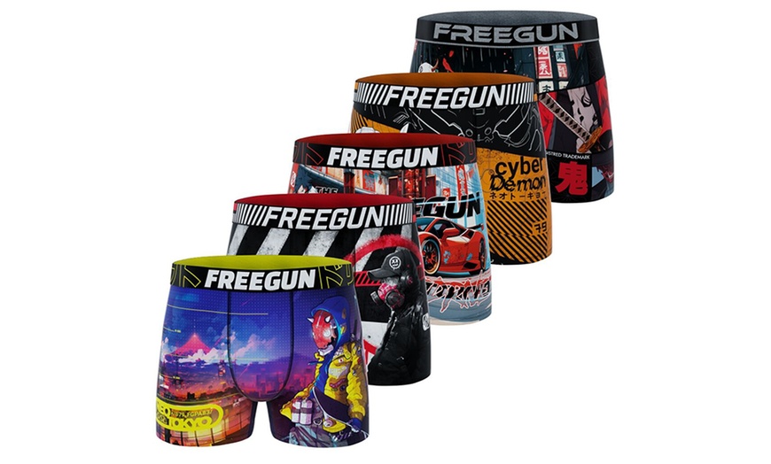 Image 2: Lots de 5 boxers en microfibre divers univers FREEGUN pour homme