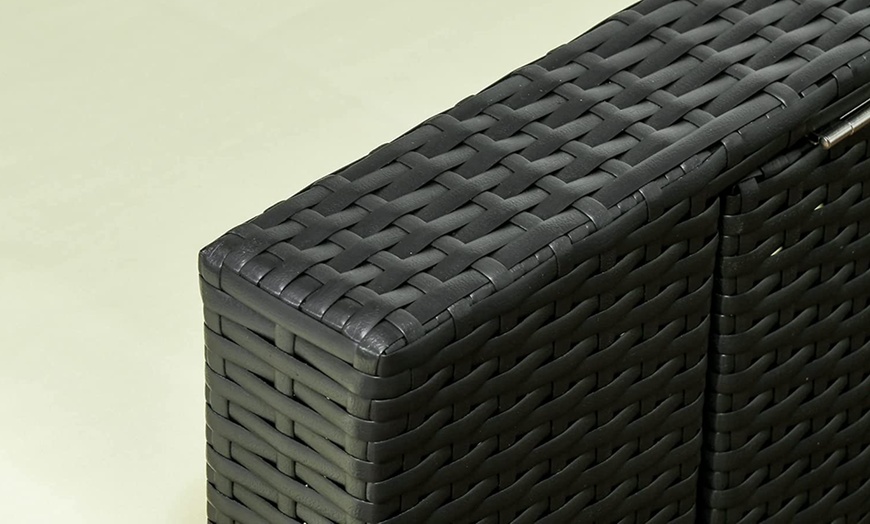 Image 3: Outsunny Rattan-Effect 2 Sun Loungers with Footstools, with Cushions